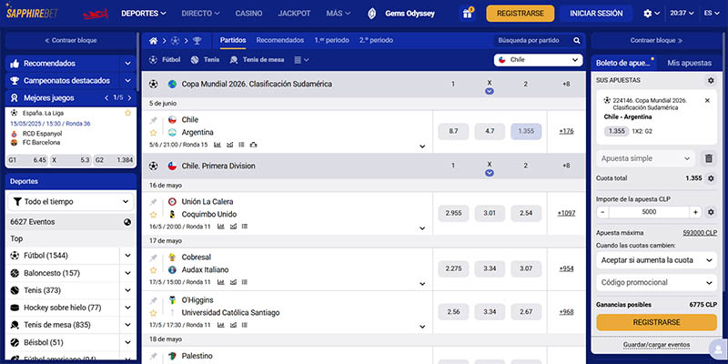 Mejores Casas de Apuestas de Fútbol en Chile: SapphireBet