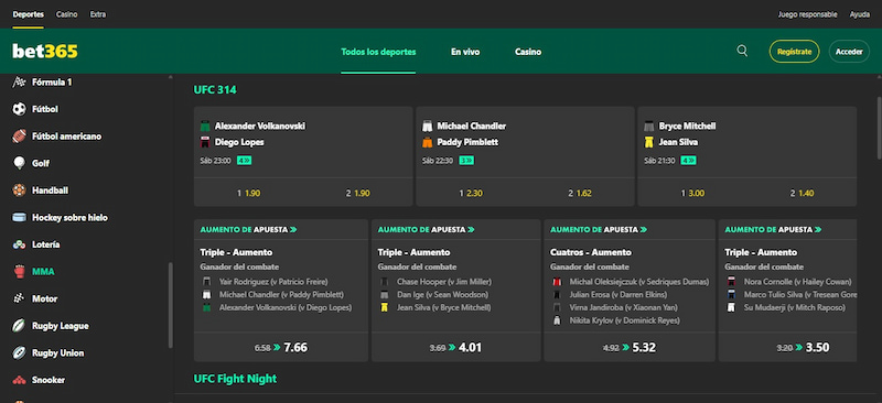 Bet365 - Apuestas UFC Chile 2025