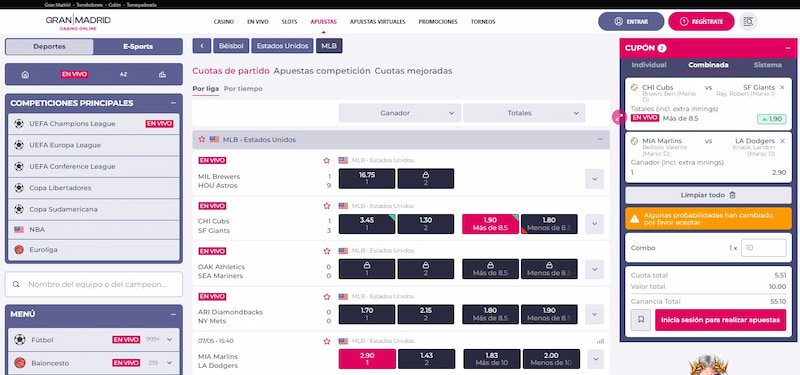 Casino Gran Madrid - Béisbol casas de apuestas España 2025