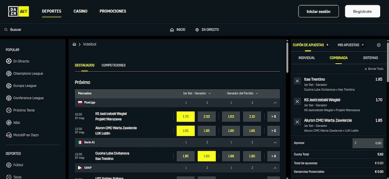 DAZN bet - Voleibol casas de apuestas España 2025