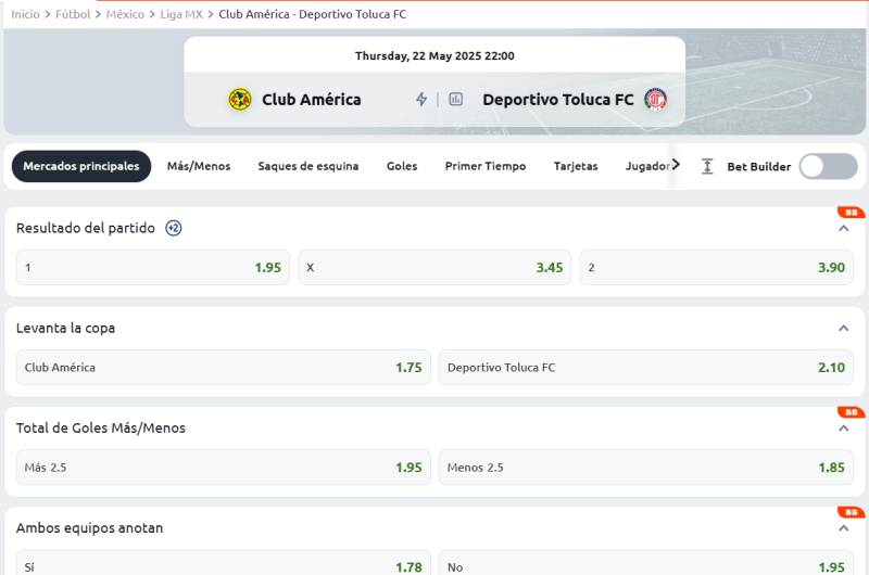 Deportes y Mercados de Apuesta Betano