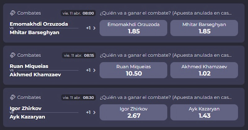 Ganador del combate - Apuestas UFC Chile 2025