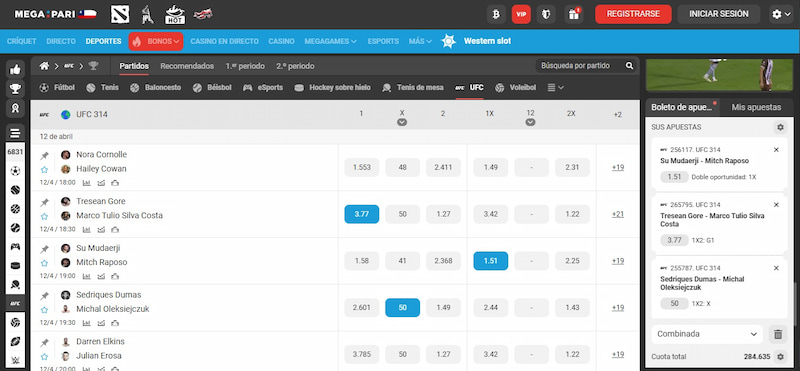 Megapari Apuestas UFC Chile 2025