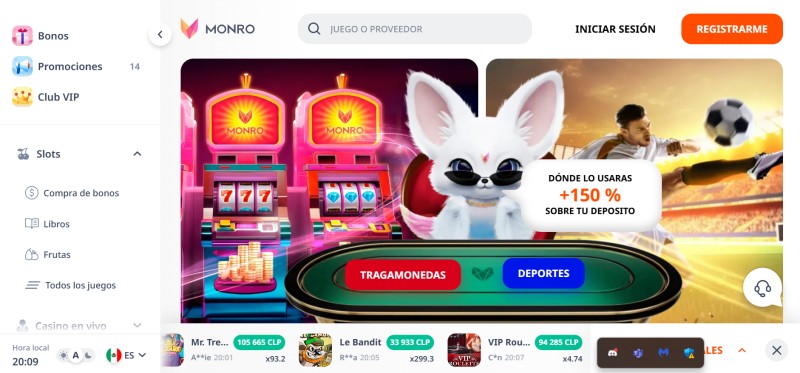 Monro Casino página principal