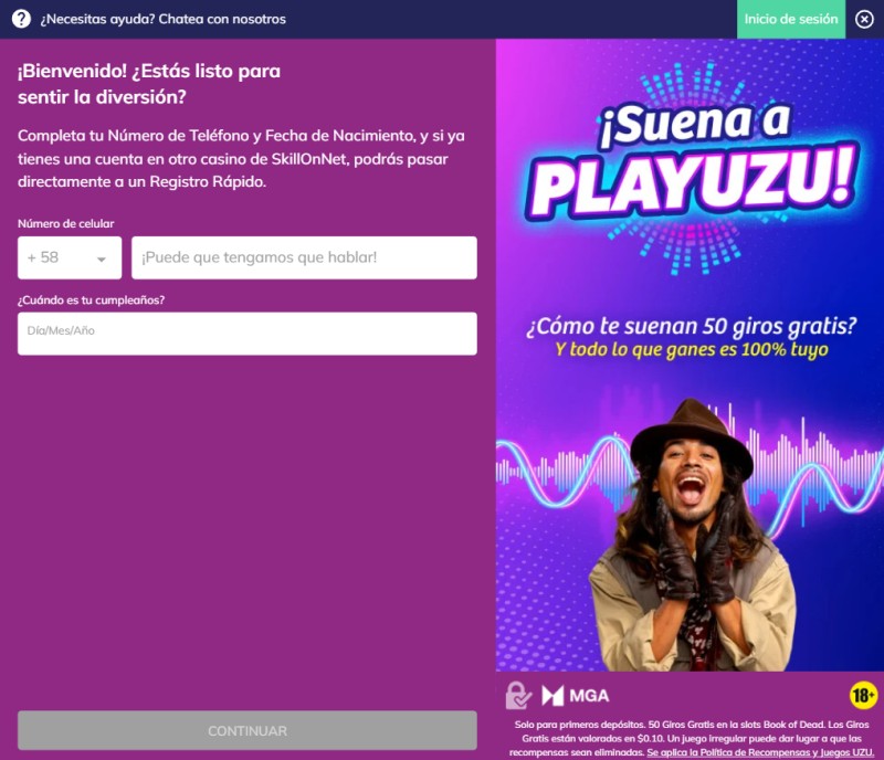 PlayUZU Casino registro