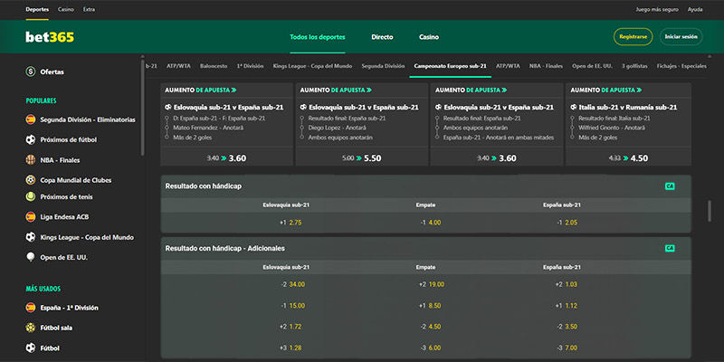 Mejores Casas de Apuestas con Hándicap Europeo: Bet365