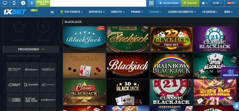 Blackjack Online en 1xbet