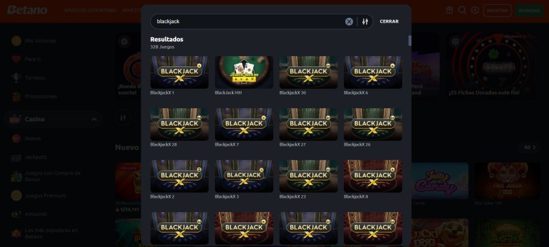 Blackjack Online en Betano