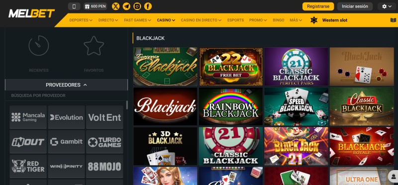 Blackjack Online en Melbet