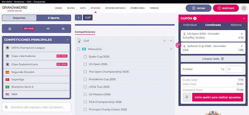 Mejores Casas de Apuestas para Apostar en Golf: Casino gran madrid