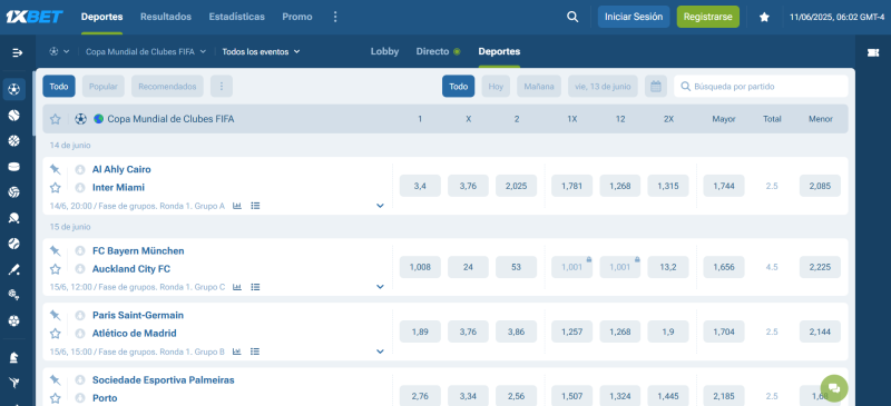 Cuotas Mundial de Clubes: 1xBet