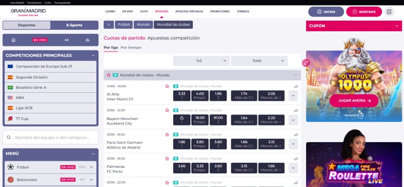 Cuotas Mundial de Clubes: Casino Gran Madrid