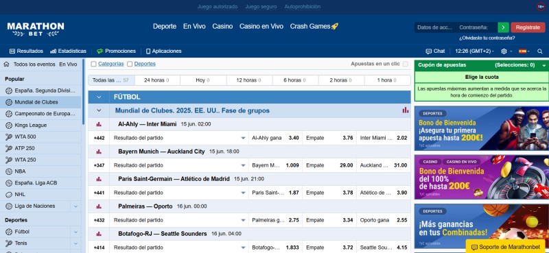 Cuotas Mundial de Clubes: Marathonbet
