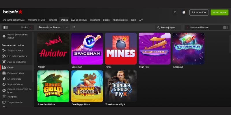 Juegos Crash en Betsafe
