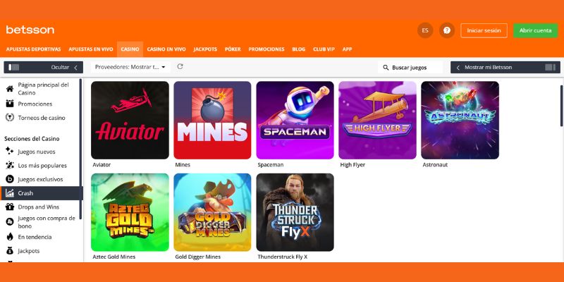 Juegos Crash en Betsson
