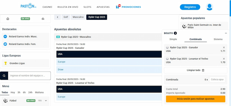 Mejores Casas de Apuestas para Apostar en Golf: Paston