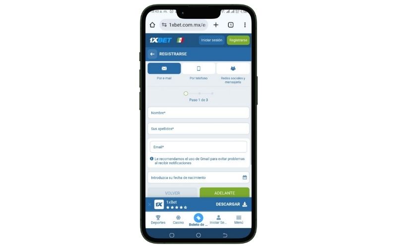 Registro en 1xBet