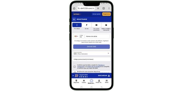 Registro en SapphireBet