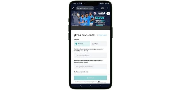 Registro en Novibet