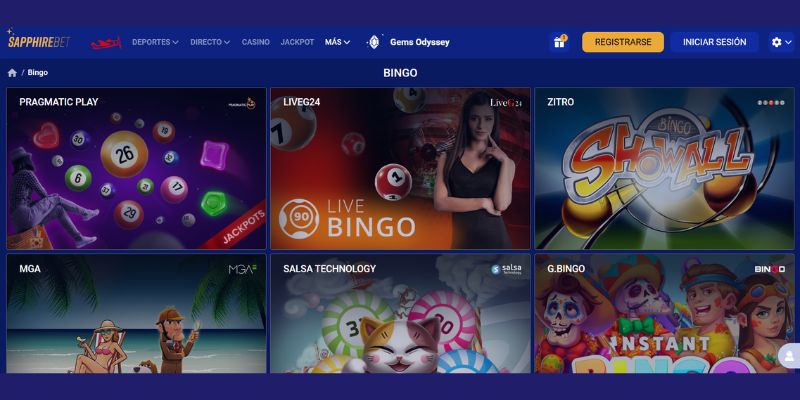 Juegos de bingo en Sapphirebet
