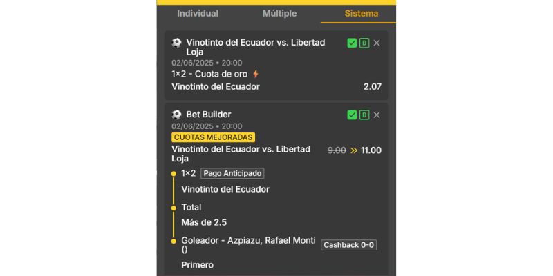 Boleto de apuestas en Ecuabet