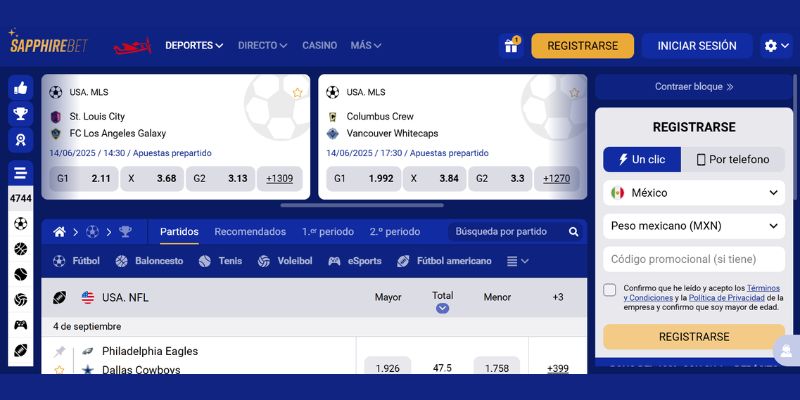 cuotas mejoradas sapphirebet mexico