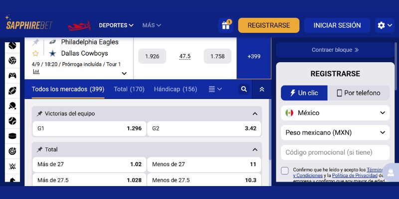 deportes y mercados de apuestas sapphirebet mexico