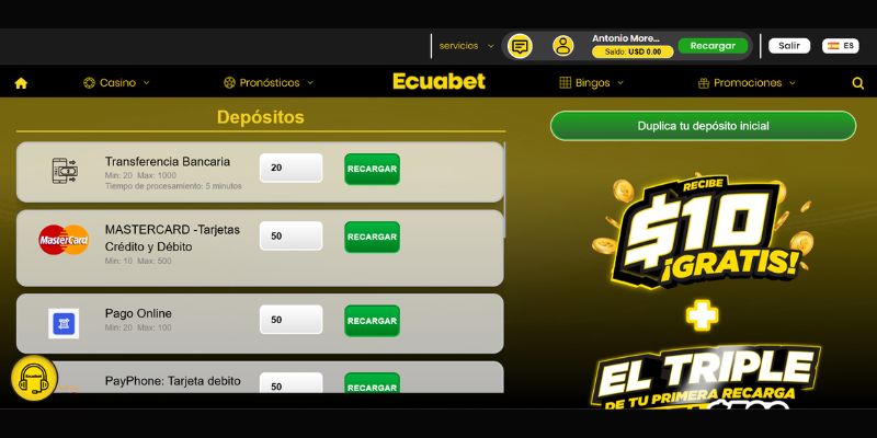 Depositar en Ecuabet