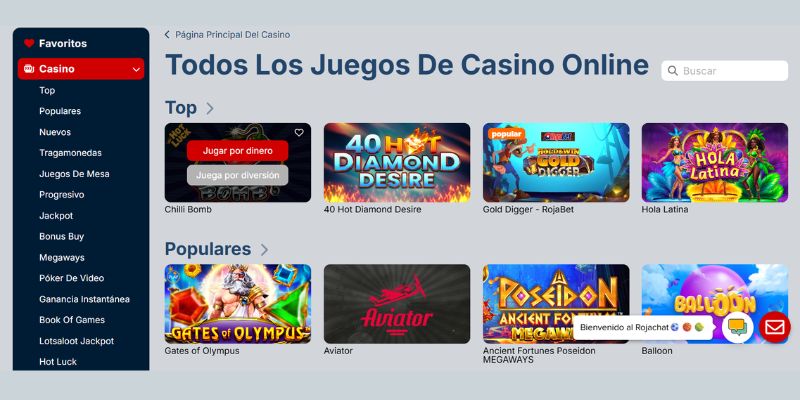Juegos de casino gratis en Rojabet