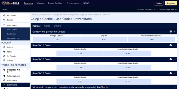 Apuestas en Balonmano : William Hill