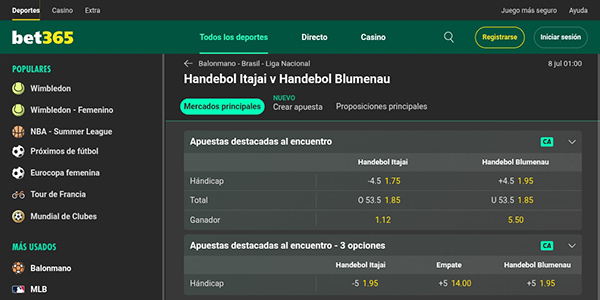 Apuestas en Balonmano : Bet365