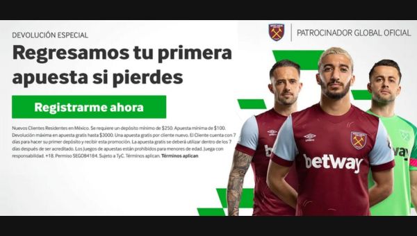 Betway Bono Devolucion de Apuestas: 100% Hasta $3,000 MXN