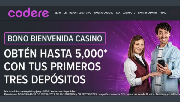 Bono de bienvenida de Codere Casino