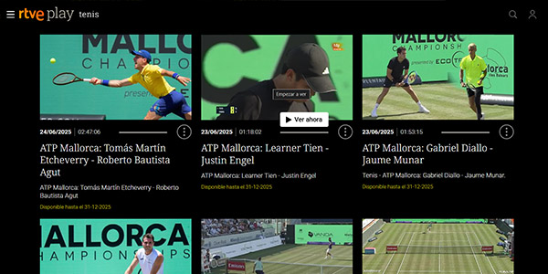 Tenis Online Gratis en RTVE Play