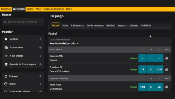 Apuestas en vivo betfair