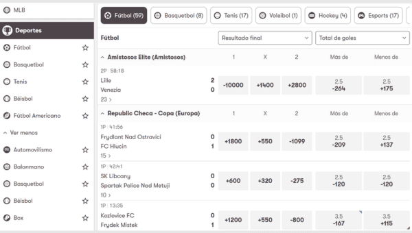 Deportes y mercados de apuestas 10Bet Mexico