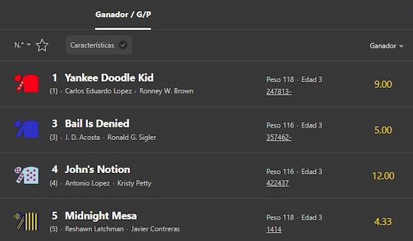 Ganador - Carreras de caballos en casas de apuestas de España 2025