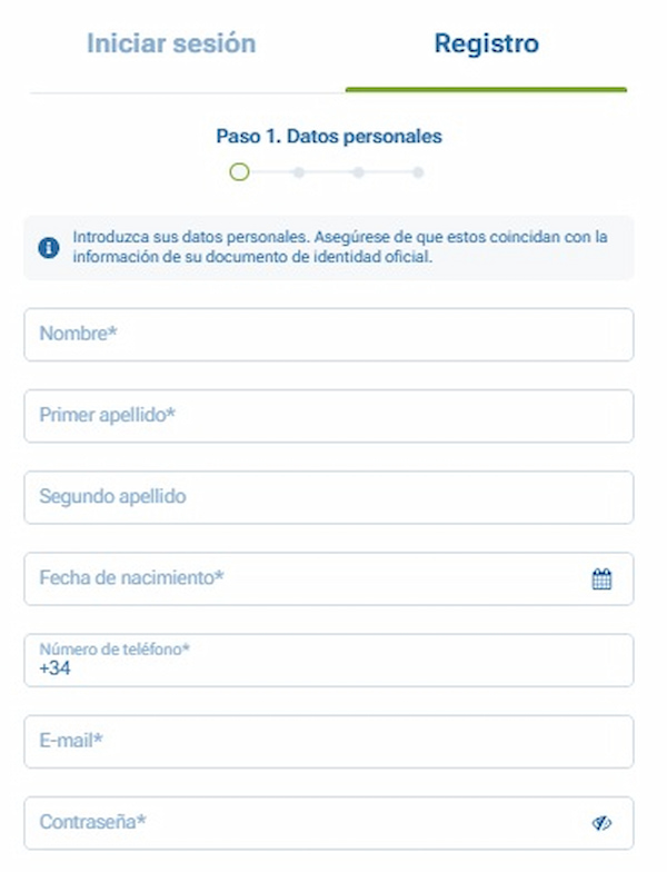 Registro - 1xBet España 2025