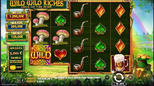 Interfaz de Wild Wild Riches