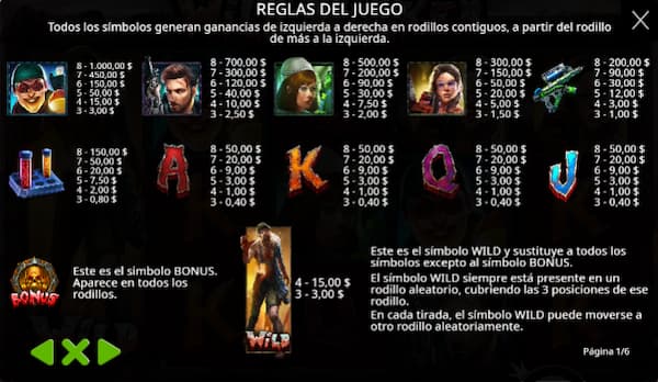 Lineas de pago en Wild Walker