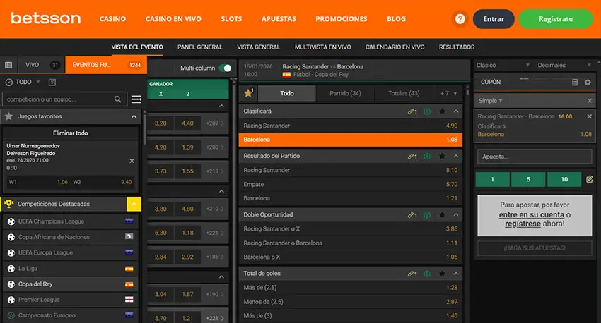 Apostar en la Copa del Rey en Betsson