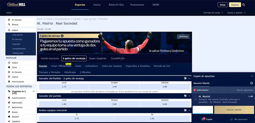 Apuestas en la Copa del Rey en William Hill