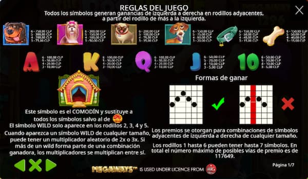 Lineas de pago The Dog House Megaways