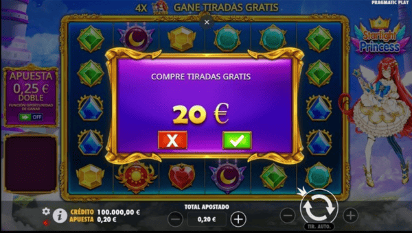Funciones Clave de Starlight Princess: Tiradas Gratis