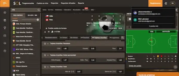 Mejores Casas de Apuestas con Apuestas a tarjetas en Chile: Sol Casino