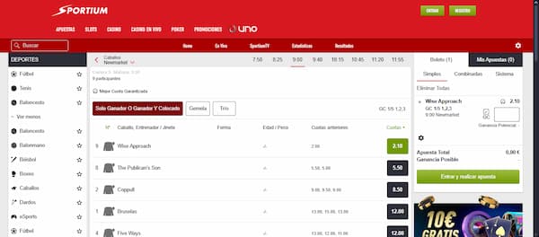 Mejores Casas de Apuestas con Ganador y Colocado: Sportium