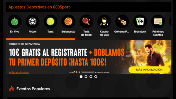 Bono de Bienvenida + Apuesta Gratis 888Sport