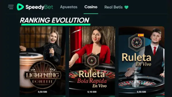 Página principal del Speedybet casino España