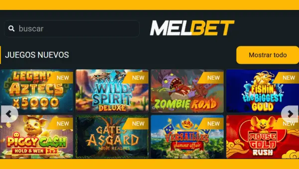 Página principal del Melbet casino Perú