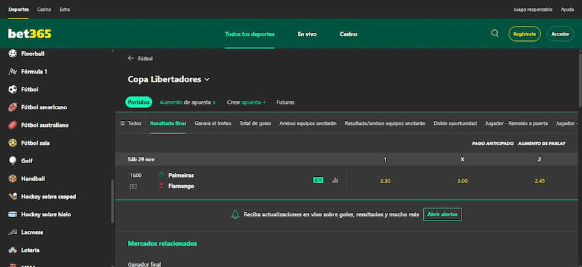 Apuestas Copa Libertadores en Bet365